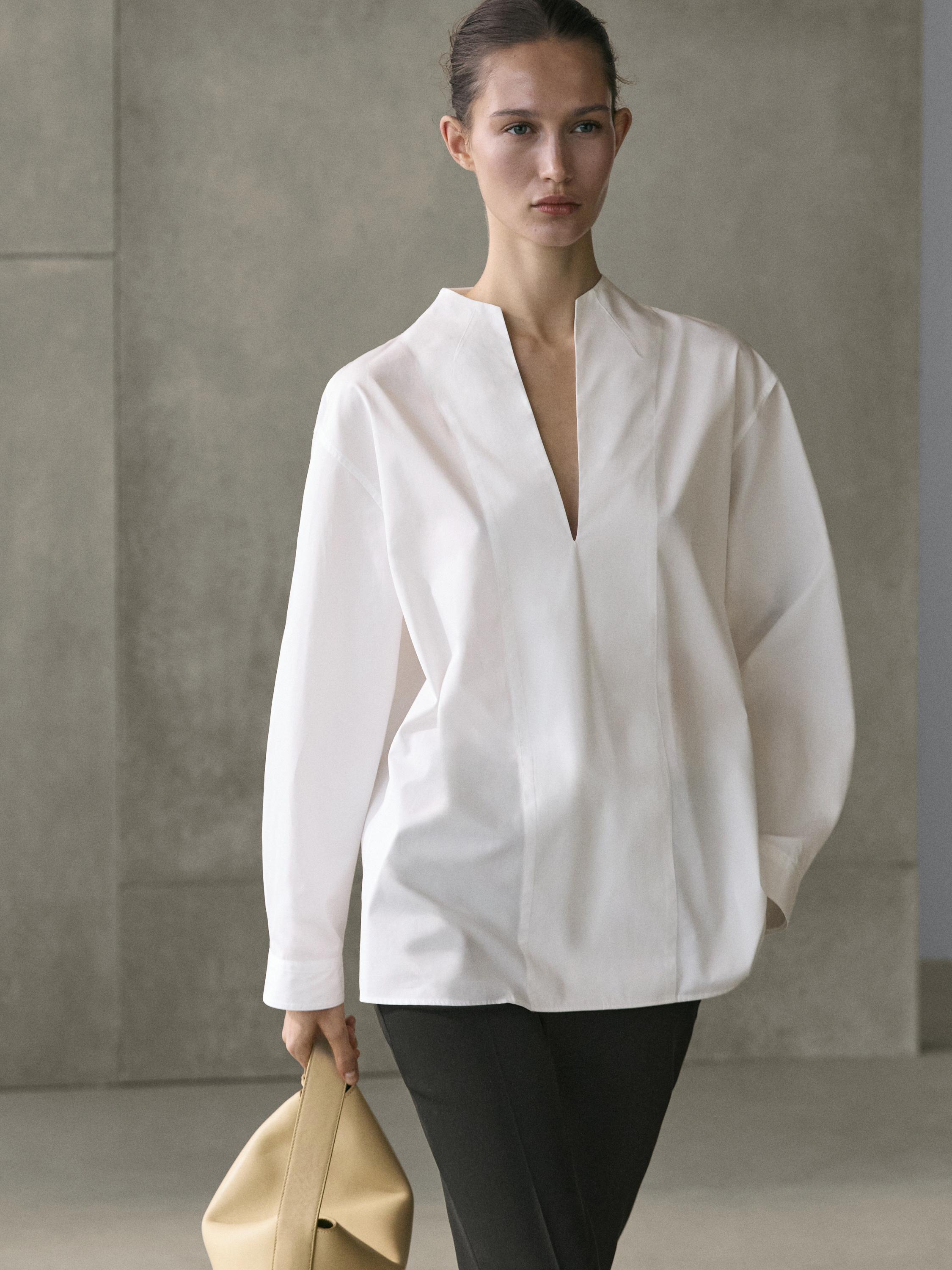 Poplin shirt with chest detailing